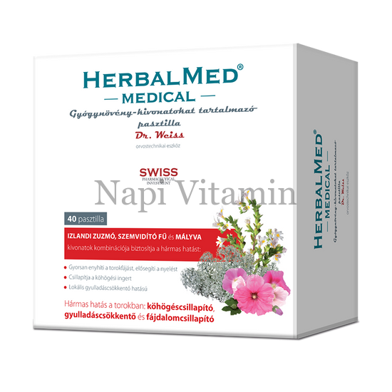 HerbalMed Medical gyógynövény kivonatokat tartalmazó pasztilla 40x HerbalMed Medical gyógynövény kivonatokat tartalmazó pasztilla 40x